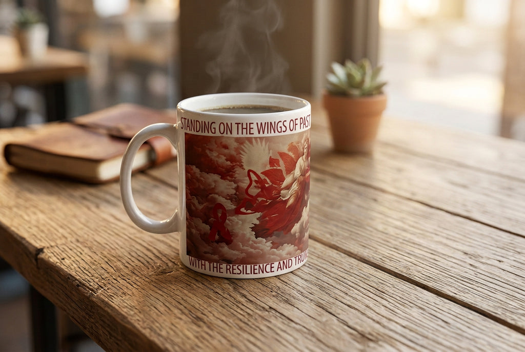 Standing on Warriors breast cancer awareness coffee mug.