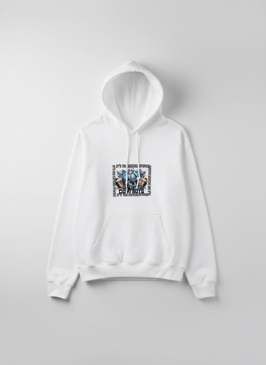 Gildan White Cowboys It's the Defense Hoodie